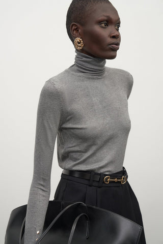 Grey Turtleneck Basic Sweater Pullover