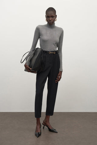 Grey Turtleneck Basic Sweater Pullover