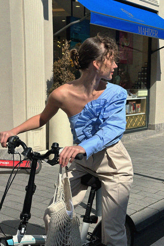 Rose Detailed One Shoulder Shirt
