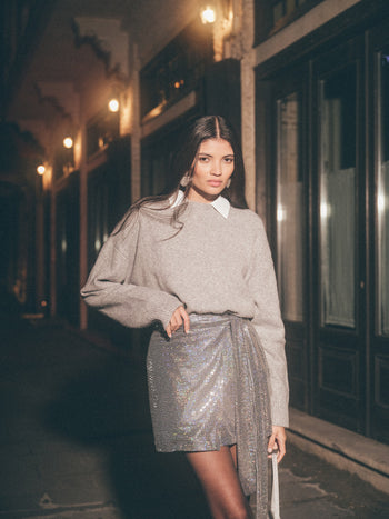 Belted Sequin Mini Skirt