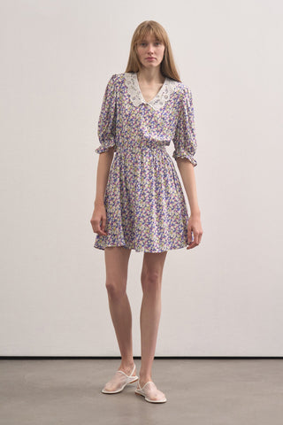 Scallop Neck Floral Dress