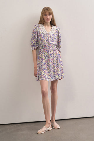 Scallop Neck Floral Dress