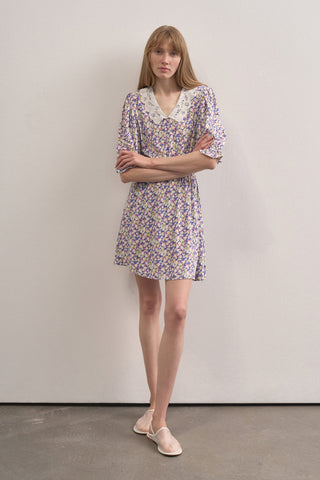 Scallop Neck Floral Dress