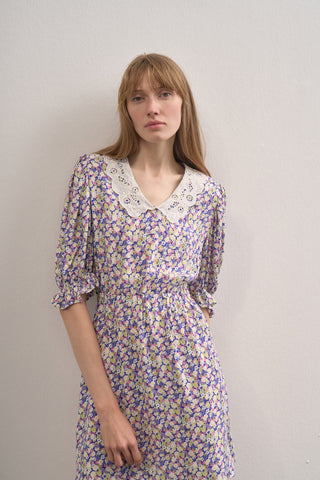 Scallop Neck Floral Dress