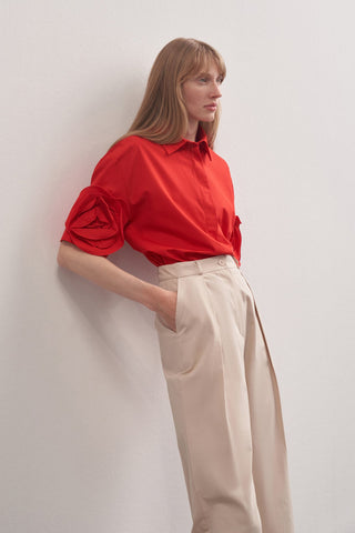 Rose Detailed Short Sleeve Shirt