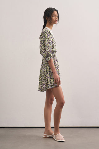 Scallop Neck Floral Dress