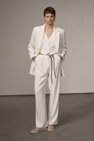 Special Edition Blazer Vest Palazzo Trousers Set White