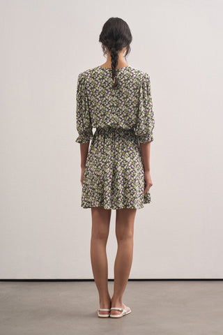 Scallop Neck Floral Dress