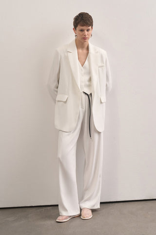 Special Edition Blazer Vest Palazzo Trousers Set White