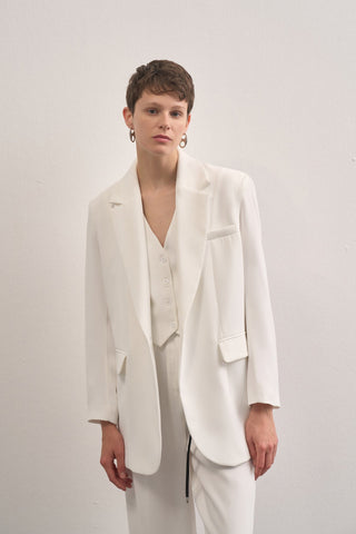 Special Edition Blazer Vest Palazzo Trousers Set White