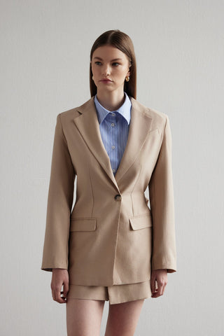 Design Belt Detailed Jacket Shorts Skirt Suit