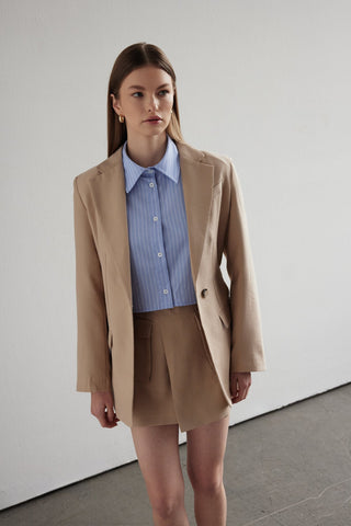 Design Belt Detailed Jacket Shorts Skirt Suit