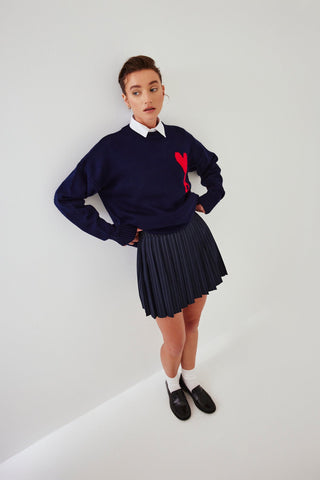 Striped Pleated Mini Skirt