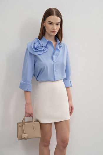 Rose Detailed Oversised Shirt