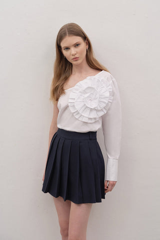 Rose Detailed One Shoulder Shirt