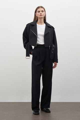 Crop Biker Jacket Black