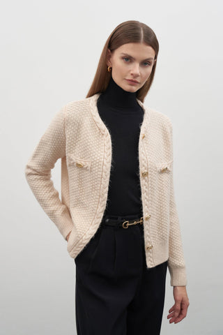 Novella Gold Buttoned Knitted Cardigan