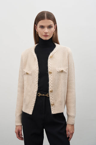 Novella Gold Buttoned Knitted Cardigan