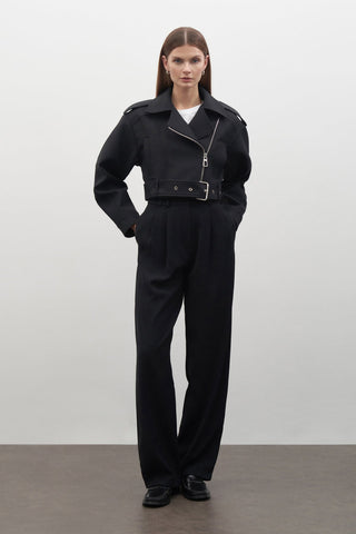 Crop Biker Jacket Black