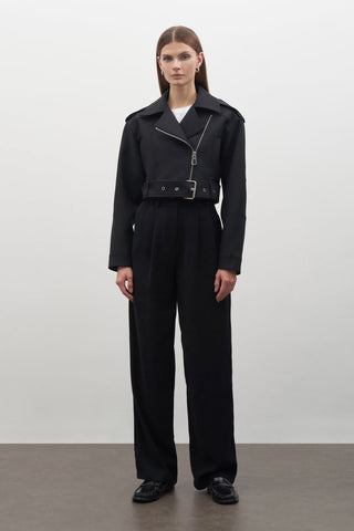 Crop Biker Jacket Black