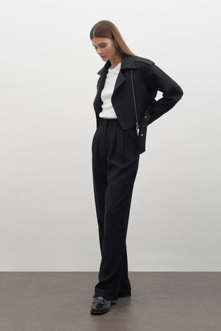 Crop Biker Jacket Black