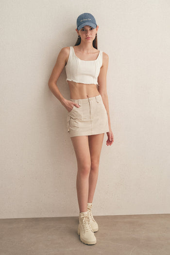 Denim Crop with Tassel Detail