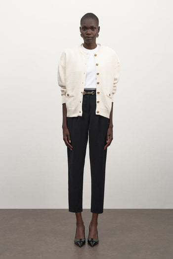 Gold Buttoned Basic Cardigan