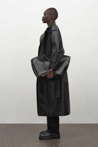 Maxi Leather Trenchcoat Black