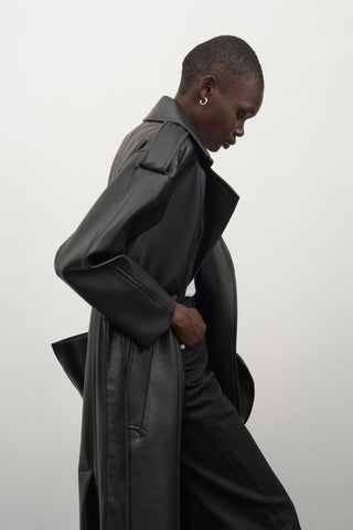 Maxi Leather Trenchcoat Black