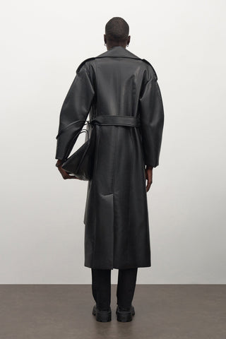 Maxi Leather Trenchcoat Black