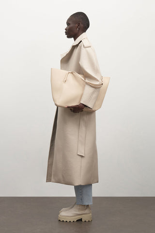 Maxi Leather Trenchcoat Stone