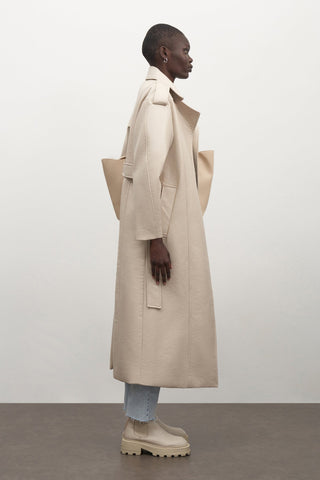 Maxi Leather Trenchcoat Stone