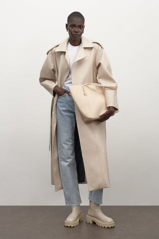 Maxi Leather Trenchcoat Stone