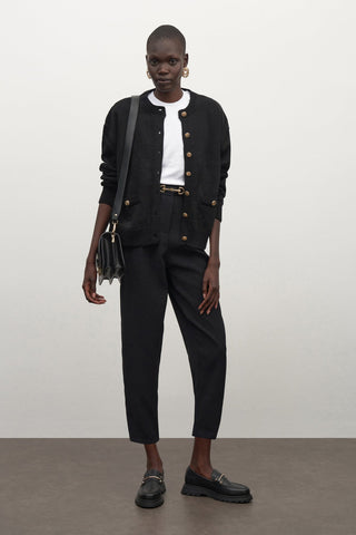 Gold Buttoned Basic Cardigan
