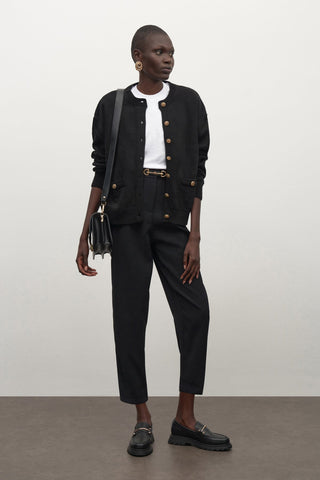Gold Buttoned Basic Cardigan