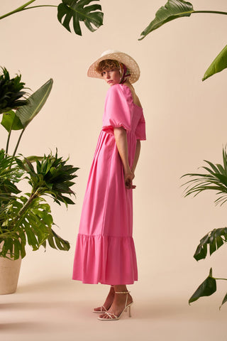 Balloon Sleeve Form Maxi Dress