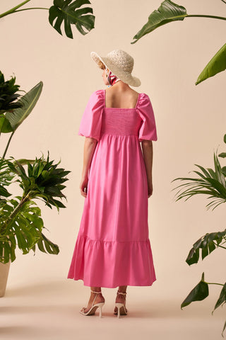 Balloon Sleeve Form Maxi Dress