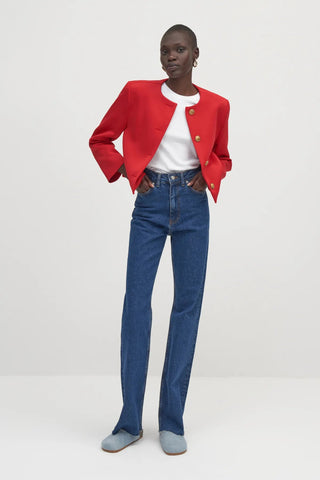 Gold Button Scuba Jacket Red