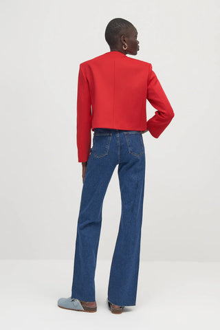 Gold Button Scuba Jacket Red