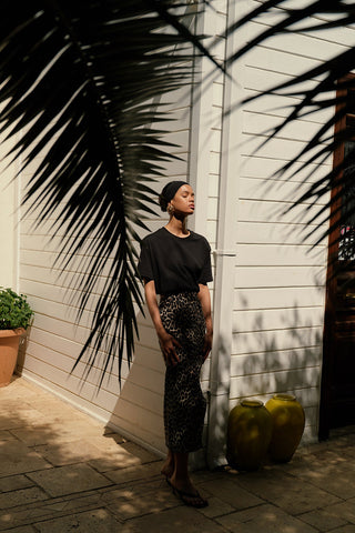 Leopard Pattern Midi Skirt