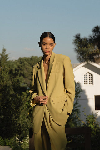 Premium Helena Oversized Blazer Olive Green