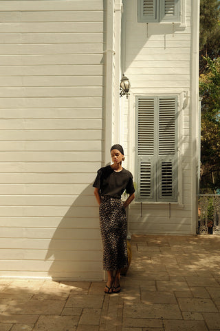 Leopard Pattern Midi Skirt