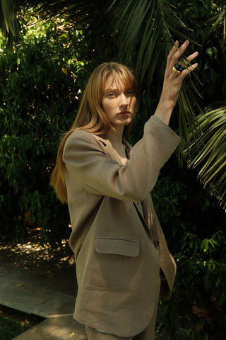 Linen Special Edition Oversized Blazer Khaki