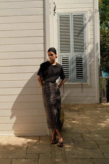 Leopard Pattern Midi Skirt