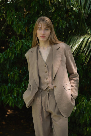 Linen Special Edition Oversized Blazer Khaki