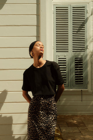 Leopard Pattern Midi Skirt
