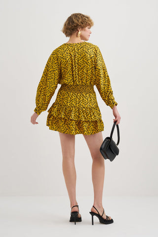 Patterned Satin Mini Dress