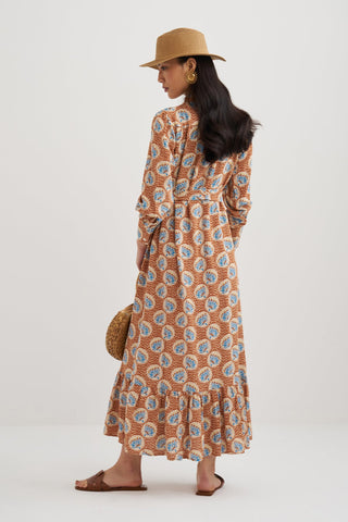 Patterned Belted Maxi Dress