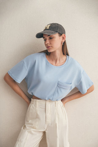 Blue Drawstring Oversised T-shirt